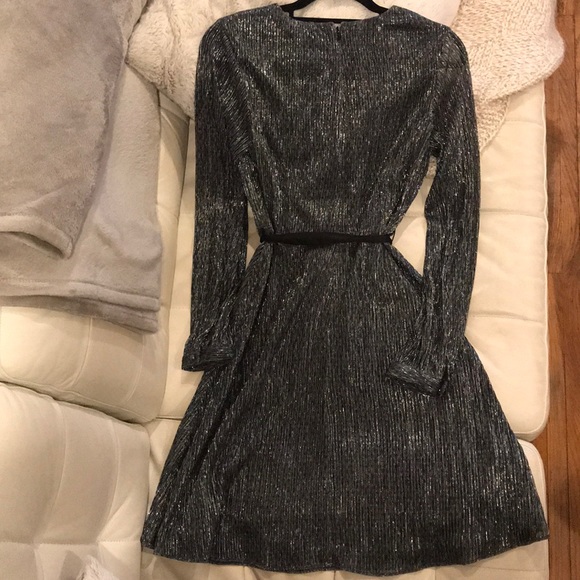 Banana Republic Pleated Faux-Wrap Metallic Dress - Picture 6 of 8